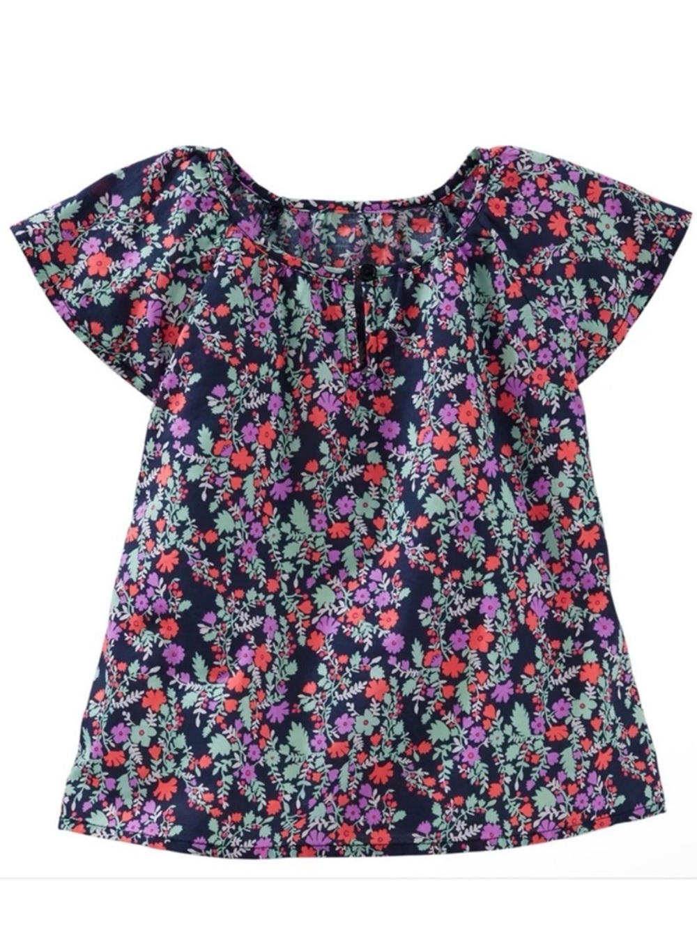 OshKosh B'gosh Flutter Sleeve Summer Floral Top Cotton, Sz.6, Button Closure